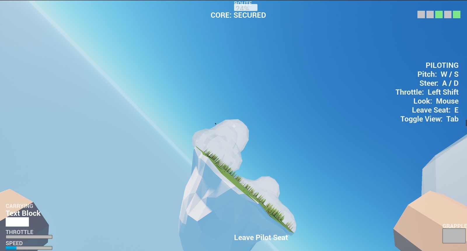 Flying toward a floating destination island in When Pigs Fly